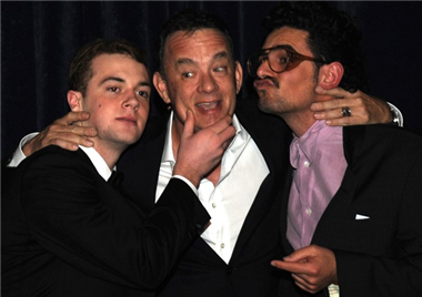 "Much Ado About Goblins" directors Jesse Allis and Gabriel Rosenstein with Tom Hanks.
